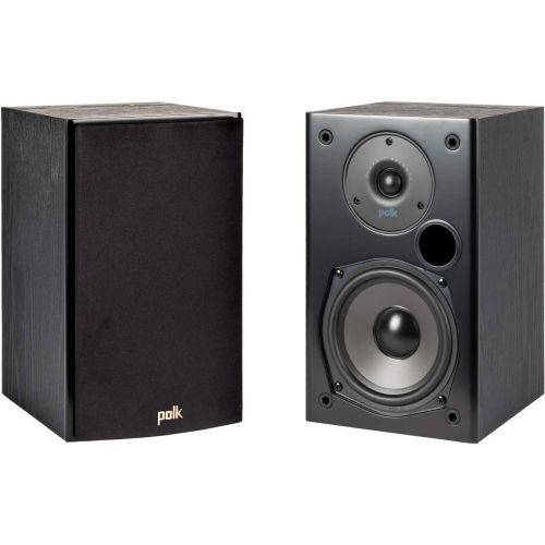  Polk Audio T15 100 Watt Home Theater Bookshelf Speakers ? Hi-Res Audio with Deep Bass Response Dolby and DTS Surround Wall-Mountable Pair, Black