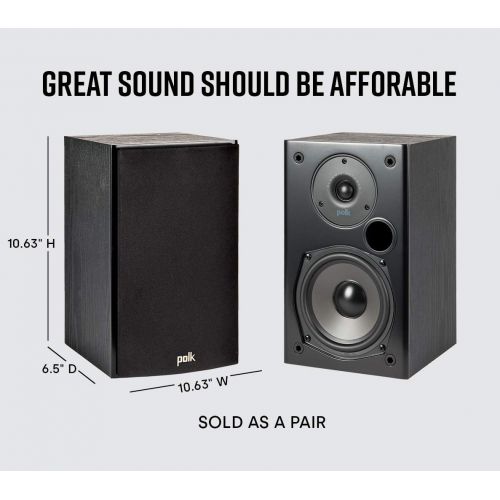  Polk Audio T15 100 Watt Home Theater Bookshelf Speakers ? Hi-Res Audio with Deep Bass Response Dolby and DTS Surround Wall-Mountable Pair, Black