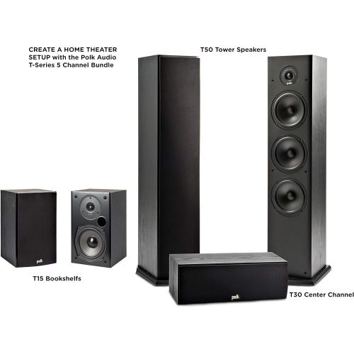  Polk Audio T Series 5 Channel Home Theater Bundle Includes Two (2) T15 Bookshelf, One (1) T30 Center Channel & Two (2) T50 Tower Speakers Premium Sound at a Great Value Dolby and D