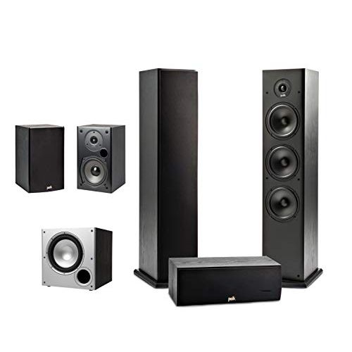  Polk Audio 5.1 Channel Home Theater System with Powered Subwoofer Two (2) T15 Bookshelf, One (1) T30 Center Channel, Two (2) T50 Tower Speakers, PSW10 Sub Alexa + HEOS