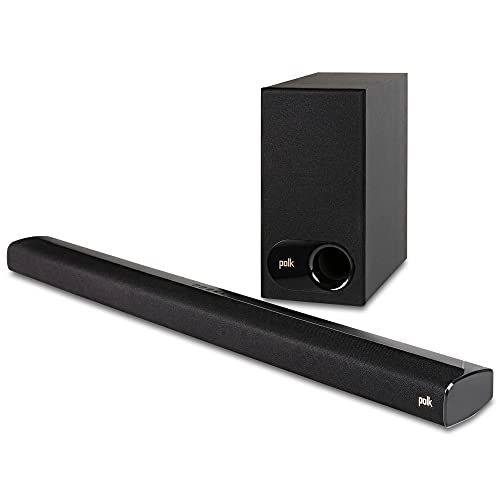  Polk Audio Signa S2 Ultra-Slim TV Sound Bar Works with 4K & HD TVs Wireless Subwoofer Includes HDMI & Optical Cables Bluetooth Enabled, Black