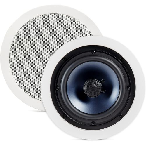  Polk Audio RC60i 2-way Premium In-Ceiling 6.5 Round Speakers (Pair), Perfect for Damp and Humid Indoor/Outdoor Placement, (White, Paintable Grille)