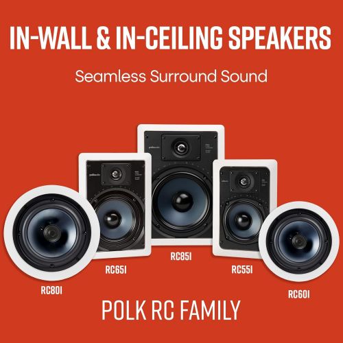  Polk Audio RC80i 2-way Premium In-Ceiling 8 Round Speakers, Set of 2 Perfect for Damp and Humid Indoor/Outdoor Placement - Bath, Kitchen, Covered Porches (White, Paintable-Grille)