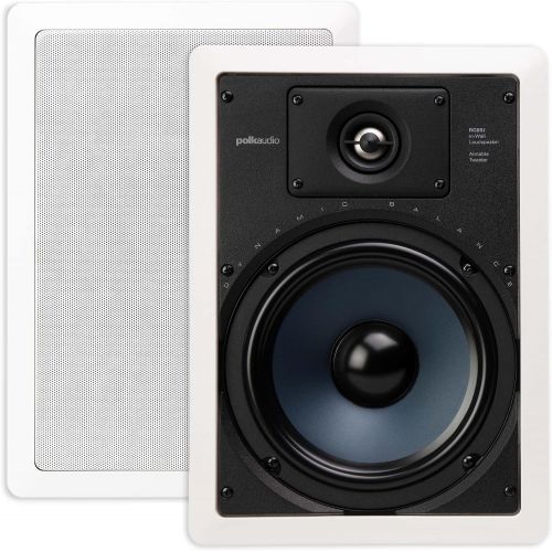  Polk Audio RC85i 2-way Premium In-Wall 8 Speakers (Pair) Perfect for Damp and Humid Indoor/Outdoor Placement (White, Paintable Grille)