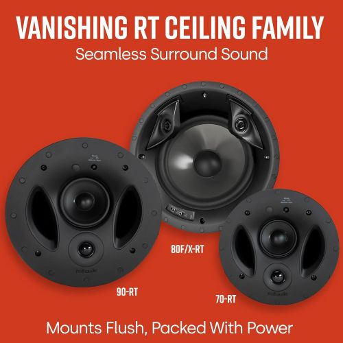  Polk Audio 80F/X-RT In-Ceiling 2-Way Round Surround Speakers - 8 Woofer, Dual 3/4 Tweeters 100 Watts Paintable Sheer Grille White, Pair