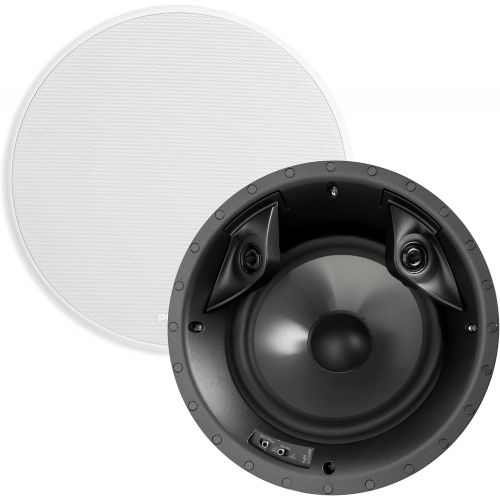  Polk Audio 80F/X-RT In-Ceiling 2-Way Round Surround Speakers - 8 Woofer, Dual 3/4 Tweeters 100 Watts Paintable Sheer Grille White, Pair