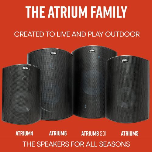  [아마존베스트]Polk Audio Atrium 4 Outdoor Speakers with Powerful Bass (Pair, Black), All-Weather Durability, Broad Sound Coverage, Speed-Lock Mounting System