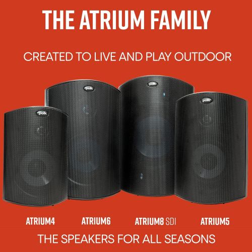 [아마존베스트]Polk Audio Atrium 5 Outdoor Speakers with Powerful Bass (Pair, Black) - All-Weather Durability | Broad Sound Coverage | Speed-Lock Mounting System