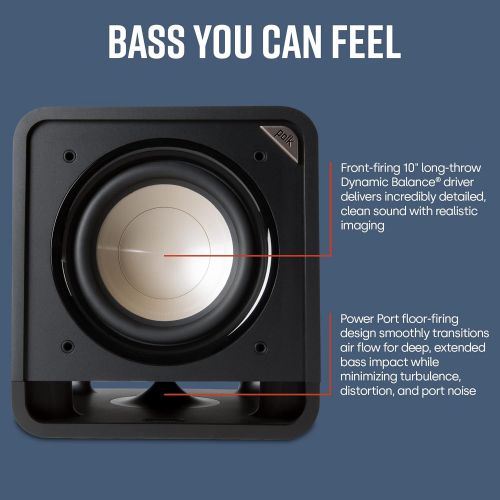  [아마존베스트]Polk Audio HTS 10 Powered Subwoofer with Power Port Technology | 10” Woofer, up to 200W Amp | For the Ultimate Home Theater Experience | Modern Sub that Fits in any Setting | Washe