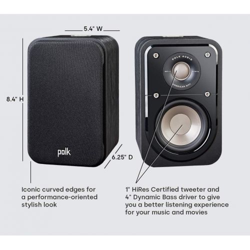  Polk Audio Signature Series S10 Bookshelf Speakers (Pair, Black) ? 4” Driver, Surround Sound, Power Port Technology, Detachable Magnetic Grille (Discontinued by Manufacturer)