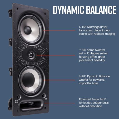  Polk Audio 265-RT 3-way In-Wall Speaker - The Vanishing Series Easily Fits in Ceiling/Wall High-Performance Audio - Use in Front, Rear or as Surrounds With Power Port & Paintable G