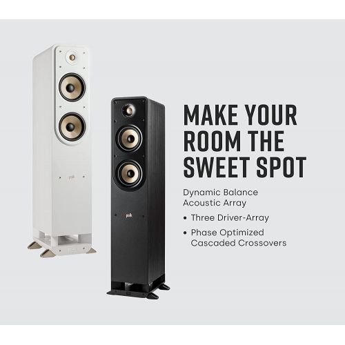  Polk Audio Polk Signature Elite ES50 Tower Speaker - Hi-Res Audio Certified and Dolby Atmos & DTS:X Compatible, 1 Tweeter & (2) 5.25 Woofers, Power Port Technology for Effortless Bass, Stunni