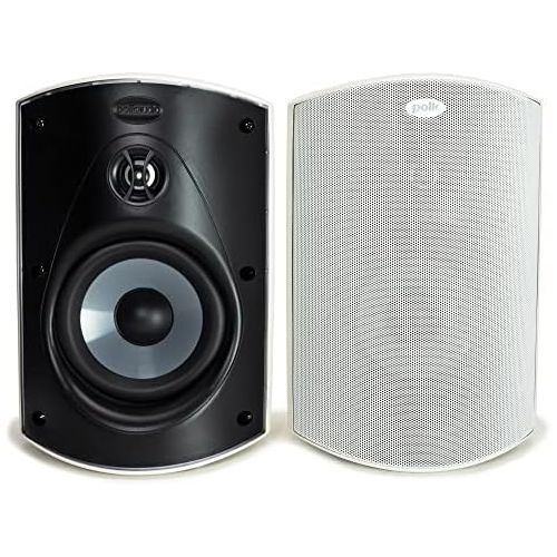  Polk Audio Atrium 6 Outdoor All-Weather Speakers with Bass Reflex Enclosure (Pair, White) Broad Sound Coverage Speed-Lock Mounting System