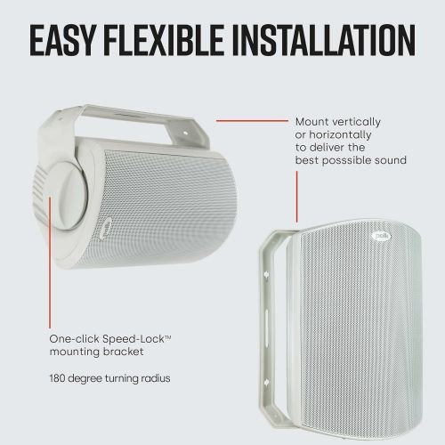  Polk Audio Atrium 6 Outdoor All-Weather Speakers with Bass Reflex Enclosure (Pair, White) Broad Sound Coverage Speed-Lock Mounting System