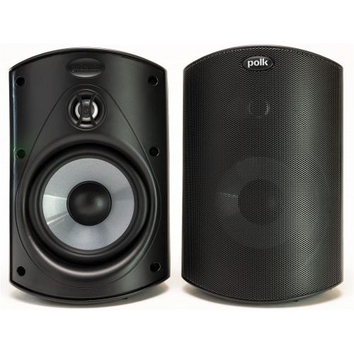  Polk Audio Atrium 4 Outdoor Speakers (Pair, Black) with Amazon Basics 16-Gauge Speaker Wire