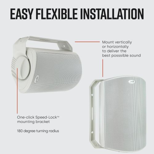  Polk Audio Atrium 8 SDI Flagship Outdoor All-Weather Speaker (White) - Use as Single Unit or Stereo Pair Powerful Bass & Broad Sound Coverage