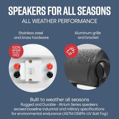  Polk Audio Atrium 8 SDI Flagship Outdoor All-Weather Speaker (White) - Use as Single Unit or Stereo Pair Powerful Bass & Broad Sound Coverage