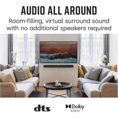  Polk Audio React Sound Bar, Dolby & DTS Virtual Surround Sound, Next Gen Alexa Voice Engine with Calling & Messaging Built-in, Expandable to 5.1 with Matching React Subwoofer & SR2