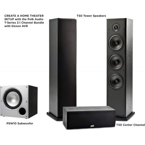  Polk Audio T Series 3.1 Channel Complete Home Theater System with Powered Subwoofer One (1) T30 Center Channel, Two (2) T50 Tower Speakers Wi-Fi, Alexa, HEOS Built-in