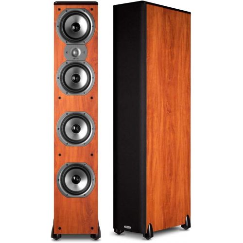  Polk Audio TSi400 4-Way Tower Speakers with Three 5-14 Drivers - Pair (Black)