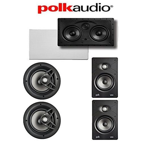  Polk Audio V80 5.0 Vanishing Series High Performance In-Wall  In-Ceiling Home Speaker System ( V80 + V65 + 255C-RT)