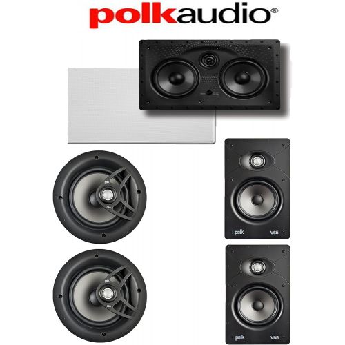  Polk Audio V80 5.0 Vanishing Series High Performance In-Wall  In-Ceiling Home Speaker System ( V80 + V65 + 255C-RT)