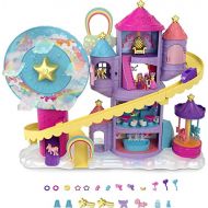 ?Polly Pocket Rainbow Funland Theme Park, 3 Rides, 7 Play Areas, Polly and Shani Dolls, 2 Unicorns & 25 Surprise Accessories (30 Total Play Pieces), Dispensing Feature for Surprise