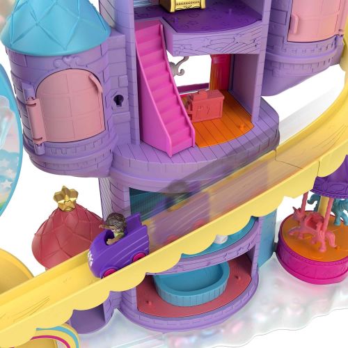 마텔 ?Polly Pocket Rainbow Funland Theme Park, 3 Rides, 7 Play Areas, Polly and Shani Dolls, 2 Unicorns & 25 Surprise Accessories (30 Total Play Pieces), Dispensing Feature for Surprise