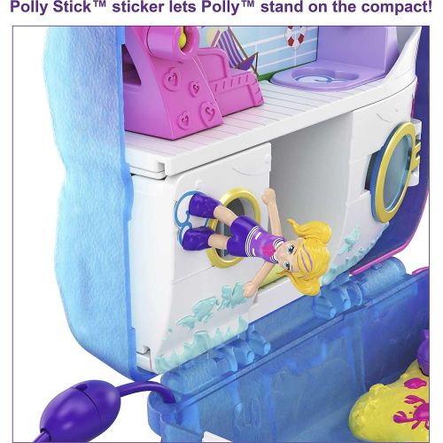  Polly Pocket Pocket World Sweet Sails Cruise Ship Compact with Fun Reveals, Micro Polly and Lila Dolls and Jet Ski Accessory, for Ages 4 and Up [Amazon Exclusive]