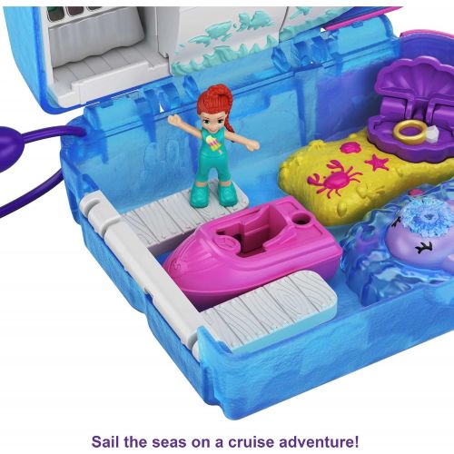  Polly Pocket Pocket World Sweet Sails Cruise Ship Compact with Fun Reveals, Micro Polly and Lila Dolls and Jet Ski Accessory, for Ages 4 and Up [Amazon Exclusive]