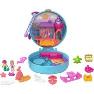 Polly Pocket Dolphin Beach Compact, Beach-Adventure Theme with Micro Polly & Mermaid Doll, 5 Reveals & 12 Accessories, Pop & Swap Feature, Great Gift for Ages 4 Years Old & Up , Bl