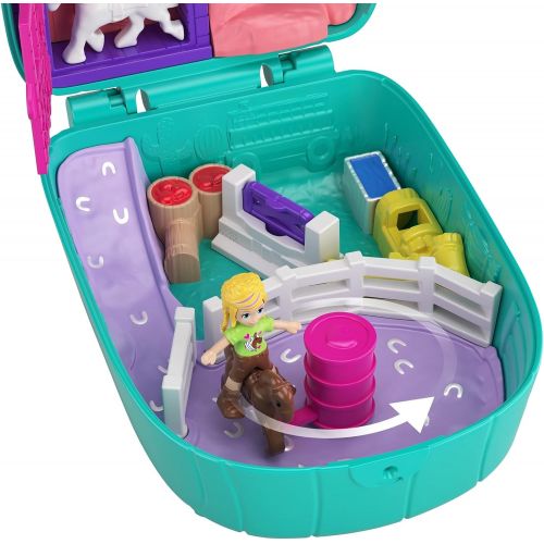  Polly Pocket Pocket World Cactus Cowgirl Ranch Compact with Fun Reveals, Micro Polly and Shani Dolls, 2 Horse Figures and Sticker Sheet for Ages 4 and Up [Amazon Exclusive]