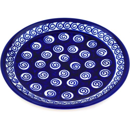  Polmedia Polish Pottery Polish Pottery Divided Dessert Plate (Cobalt Swirl Theme) + Certificate of Authenticity