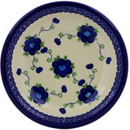 Polmedia Polish Pottery Polish Pottery 9-inch Pasta Bowl (Blue Poppies Theme) + Certificate of Authenticity