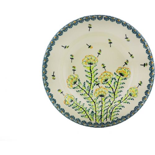  Polmedia Polish Pottery Polish Pottery Pasta Bowl 9½-inch (Yellow Dandelions Theme) + Certificate of Authenticity