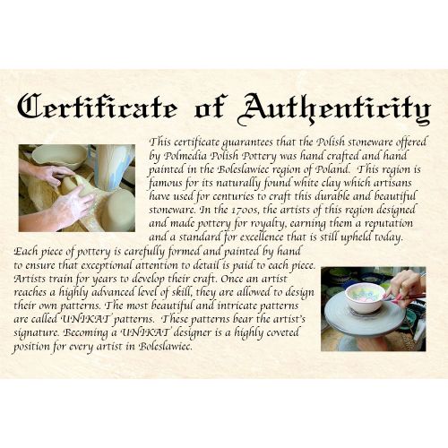  Polmedia Polish Pottery Polish Pottery 8¾-inch Pasta Bowl (Spring Bouquet Theme) Signature UNIKAT + Certificate of Authenticity