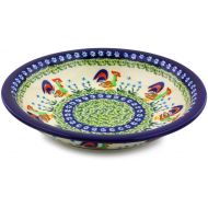 Polmedia Polish Pottery Polish Pottery Pasta Bowl 9-inch (Country Rooster Theme) Signature UNIKAT