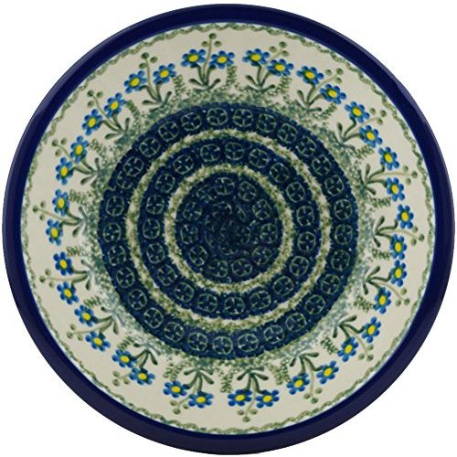  Polmedia Polish Pottery Polish Pottery Pasta Bowl 8-inch made by Ceramika Artystyczna (Blue Daisy Circle)