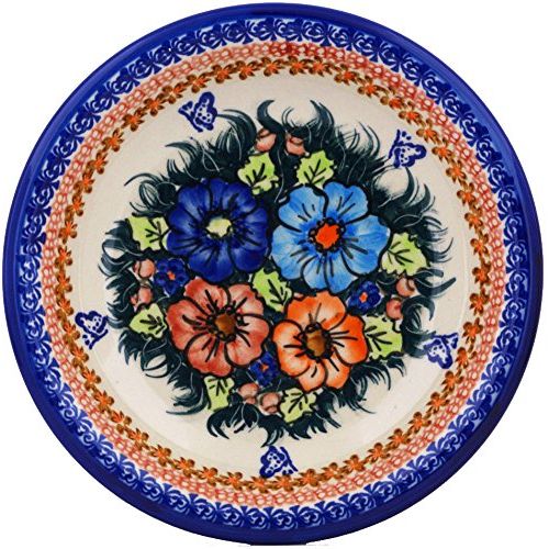  Polmedia Polish Pottery Polish Pottery Pasta Bowl 9-inch (Butterfly Splendor Theme) Signature UNIKAT