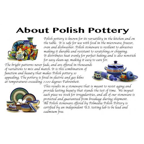  Polmedia Polish Pottery Polish Pottery Pasta Bowl 9-inch (Butterfly Splendor Theme) Signature UNIKAT