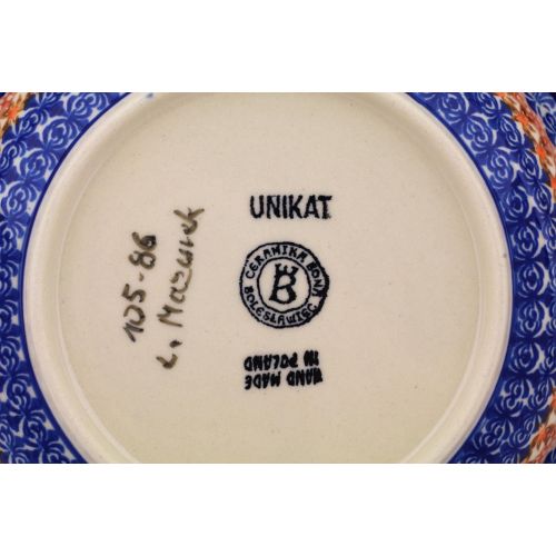  Polmedia Polish Pottery Polish Pottery Pasta Bowl 9-inch (Butterfly Splendor Theme) Signature UNIKAT