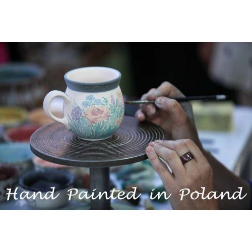  Polmedia Polish Pottery Polish Pottery 5 cups Tea or Coffee Pot made by Ceramika Artystyczna (Water Tulip Theme) + Certificate of Authenticity