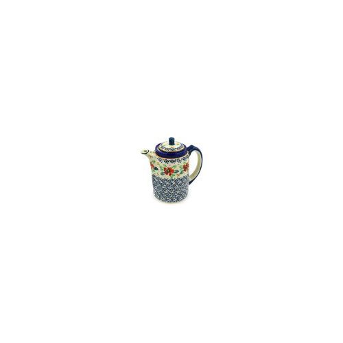  Polmedia Polish Pottery 42 oz Stoneware Tea or Coffee Pot H4877E Hand Painted from Zaklady Ceramiczne in Boleslawiec Poland. Shape S166A(GU884) Pattern P5691A(DU116)