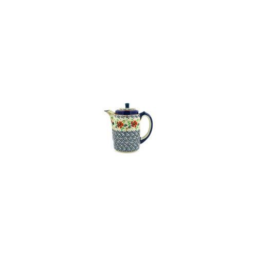  Polmedia Polish Pottery 42 oz Stoneware Tea or Coffee Pot H4877E Hand Painted from Zaklady Ceramiczne in Boleslawiec Poland. Shape S166A(GU884) Pattern P5691A(DU116)