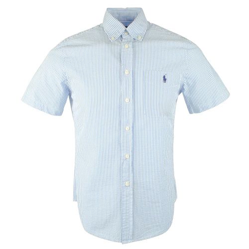 폴로랄프로렌 Polo Ralph Lauren RALPH LAUREN Polo Mens Short Sleeve Seersucker Sport Shirt (Classic.BlueWhite, Small)