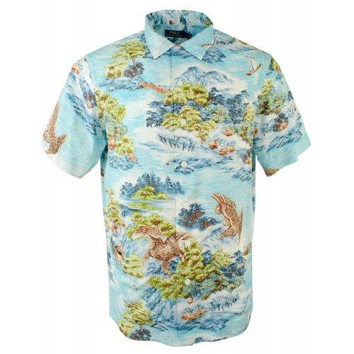 폴로랄프로렌 Polo Ralph Lauren Mens Landscape Hawaiian Print Short Sleeve Camp Shirt