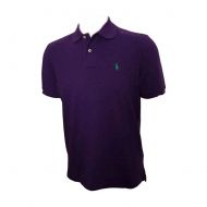 Polo Ralph Lauren Mens Classic Fit Mesh Polo Shirt (Purple, Medium)