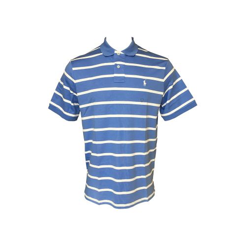 폴로랄프로렌 Polo Ralph Lauren Mens Classic Fit Mesh Polo Shirt (Large, Blue/White)