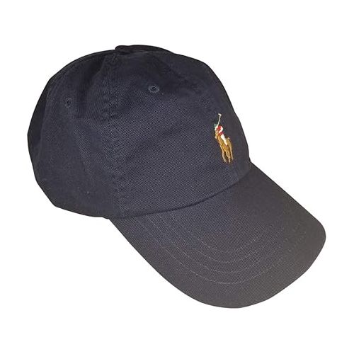 폴로랄프로렌 Polo Ralph Lauren Men`s Leather Strap Embroidered Chino Baseball Cap (One Size, Navy (Multi Pony))