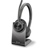 Plantronics Poly - Voyager 4320 UC Wireless Headset + Charge Stand Headphones with Boom Mic - Connect to PC/Mac via USB-A Bluetooth Adapter, Cell Phone via Bluetooth - Works with Teams, Zoom &More